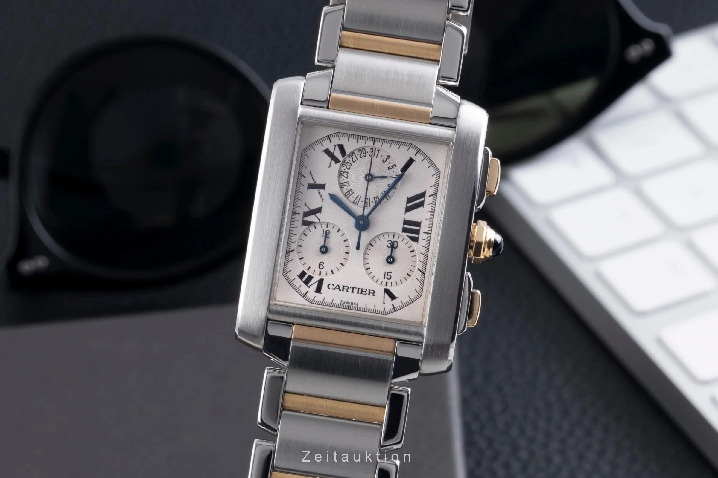 Cartier Tank Francaise chronograph steel / gold quartz men's watch W51004Q4  [2600206] - Image 2