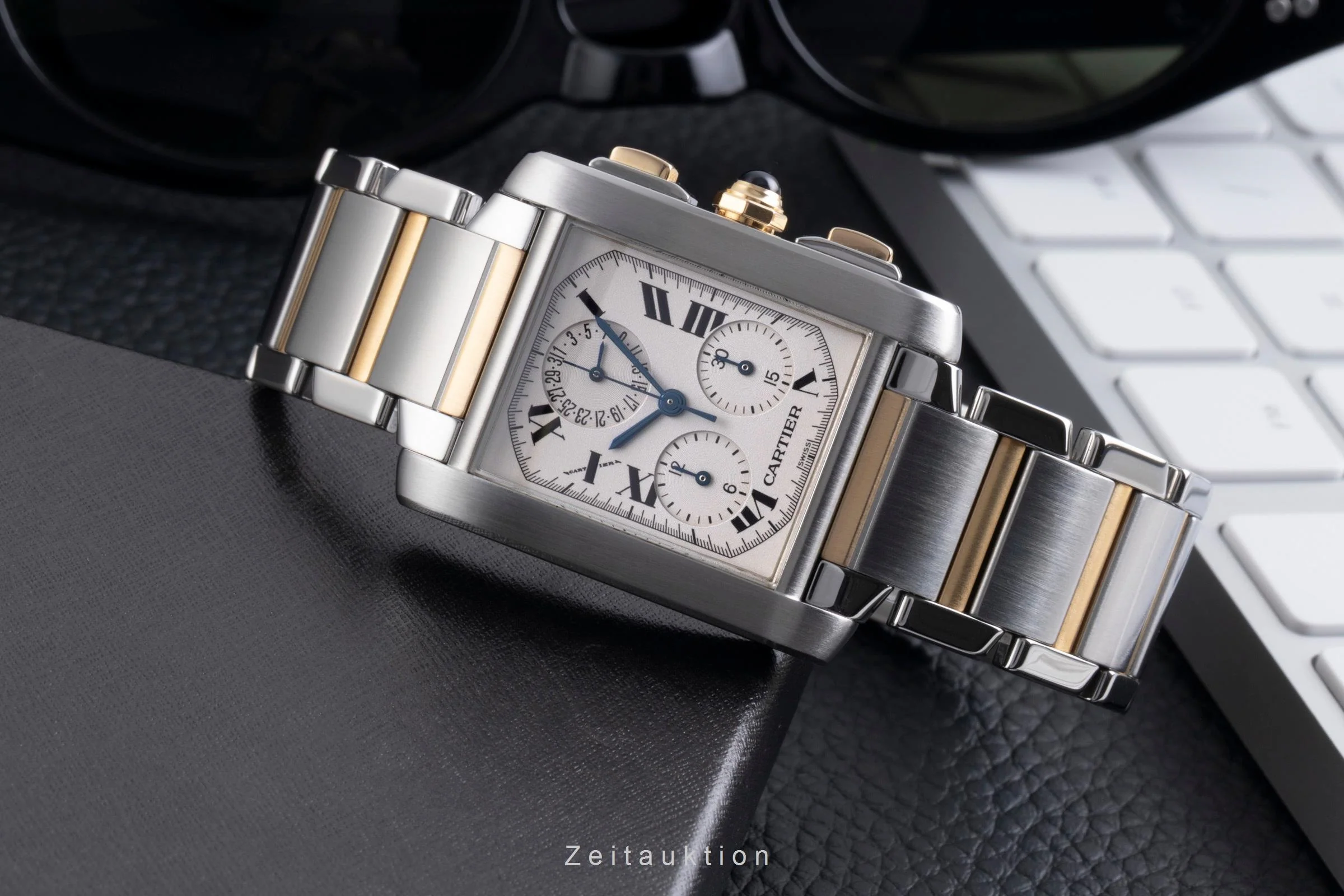 Cartier Tank Francaise chronograph steel / gold quartz men's watch W51004Q4  [2600206] - Image 3