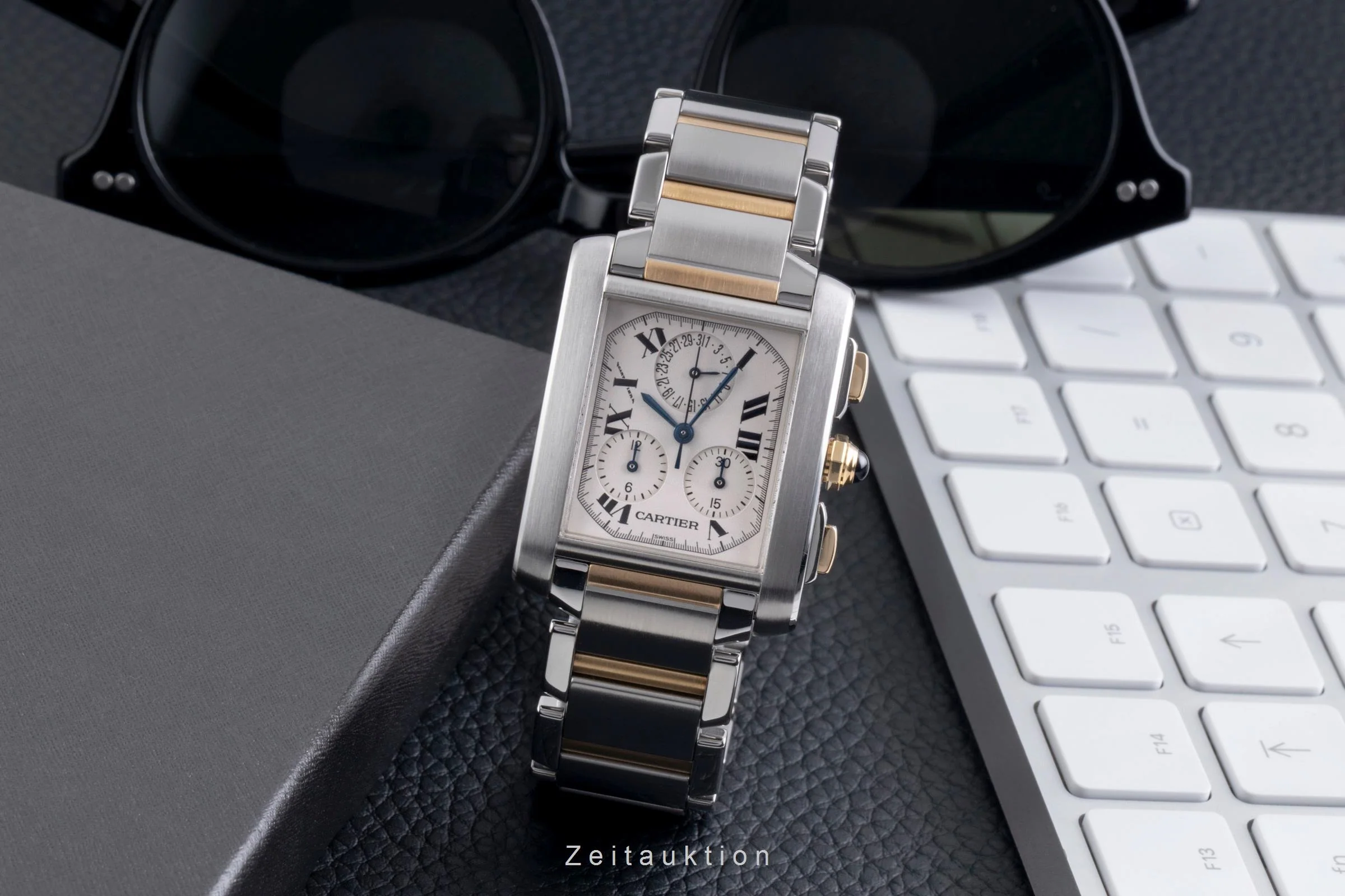 Cartier Tank Francaise chronograph steel / gold quartz men's watch W51004Q4  [2600206] - Image 4