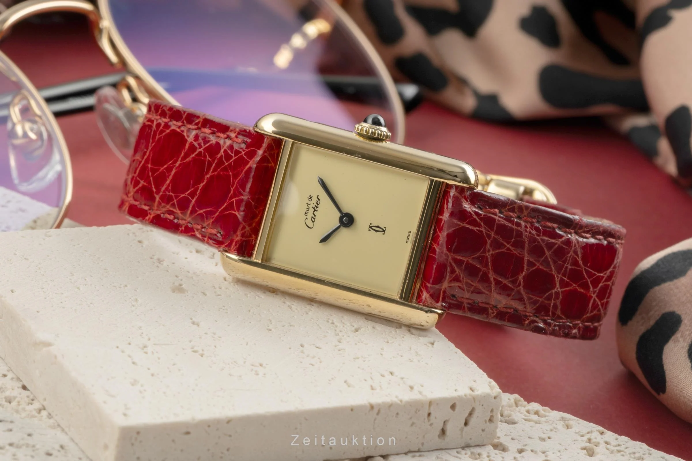 Cartier Tank silver-gilt manual winding women's watch 3  [2504215] - Image 3