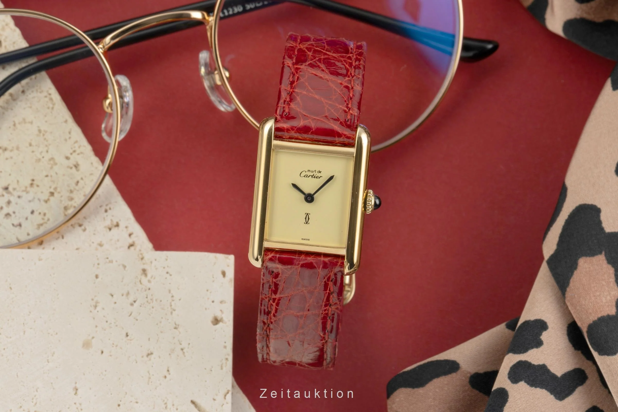 Cartier Tank silver-gilt manual winding women's watch 3  [2504215] - Image 4