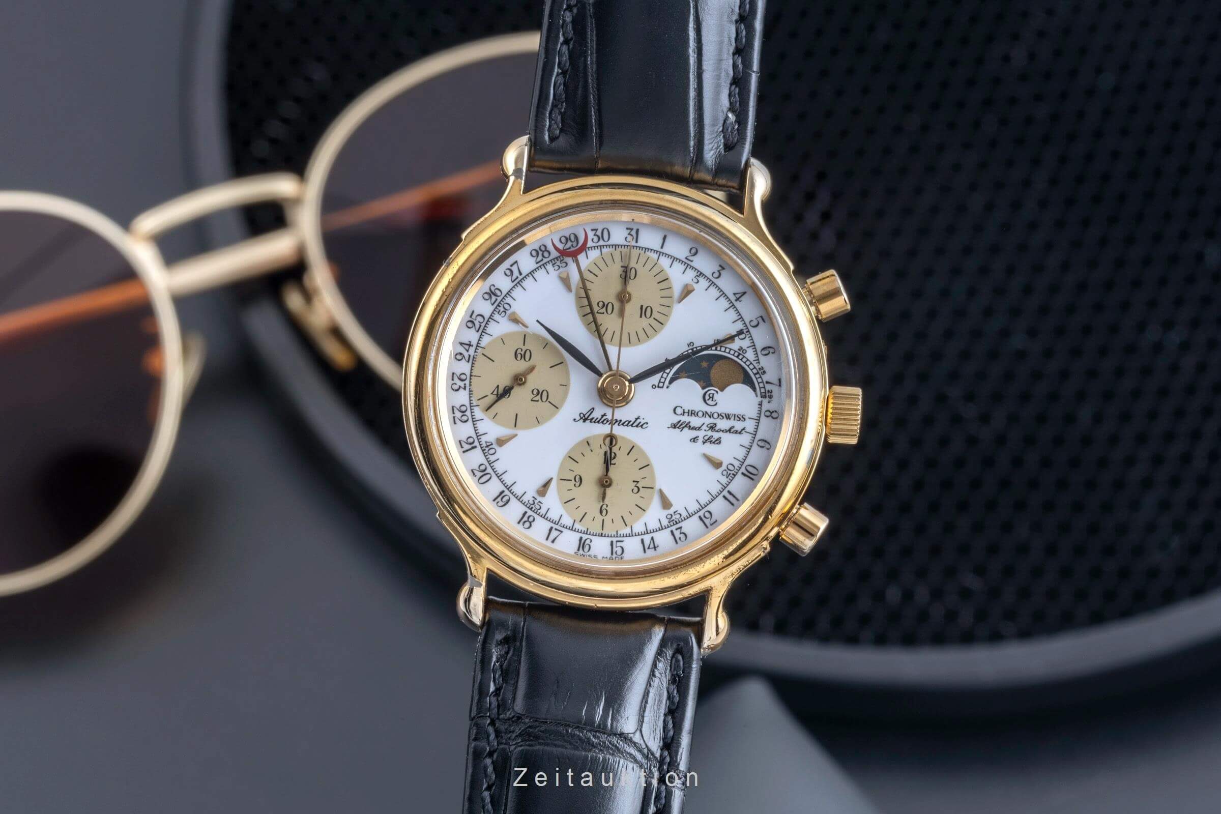 Chronoswiss A. Rochat chronograph gold-plated automatic men's watch 77590  [2500290] - Image 2