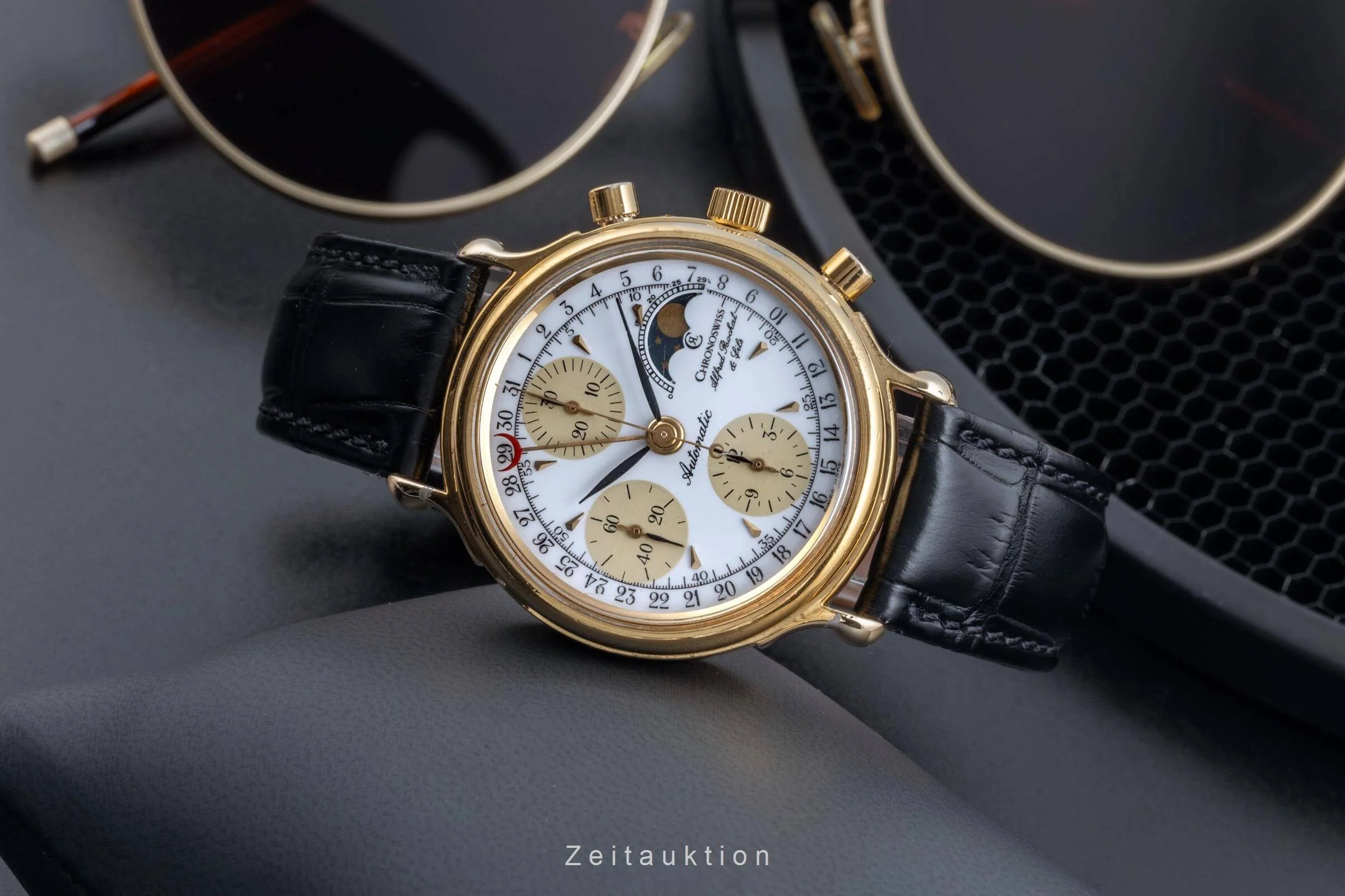 Chronoswiss A. Rochat chronograph gold-plated automatic men's watch 77590  [2500290] - Image 3