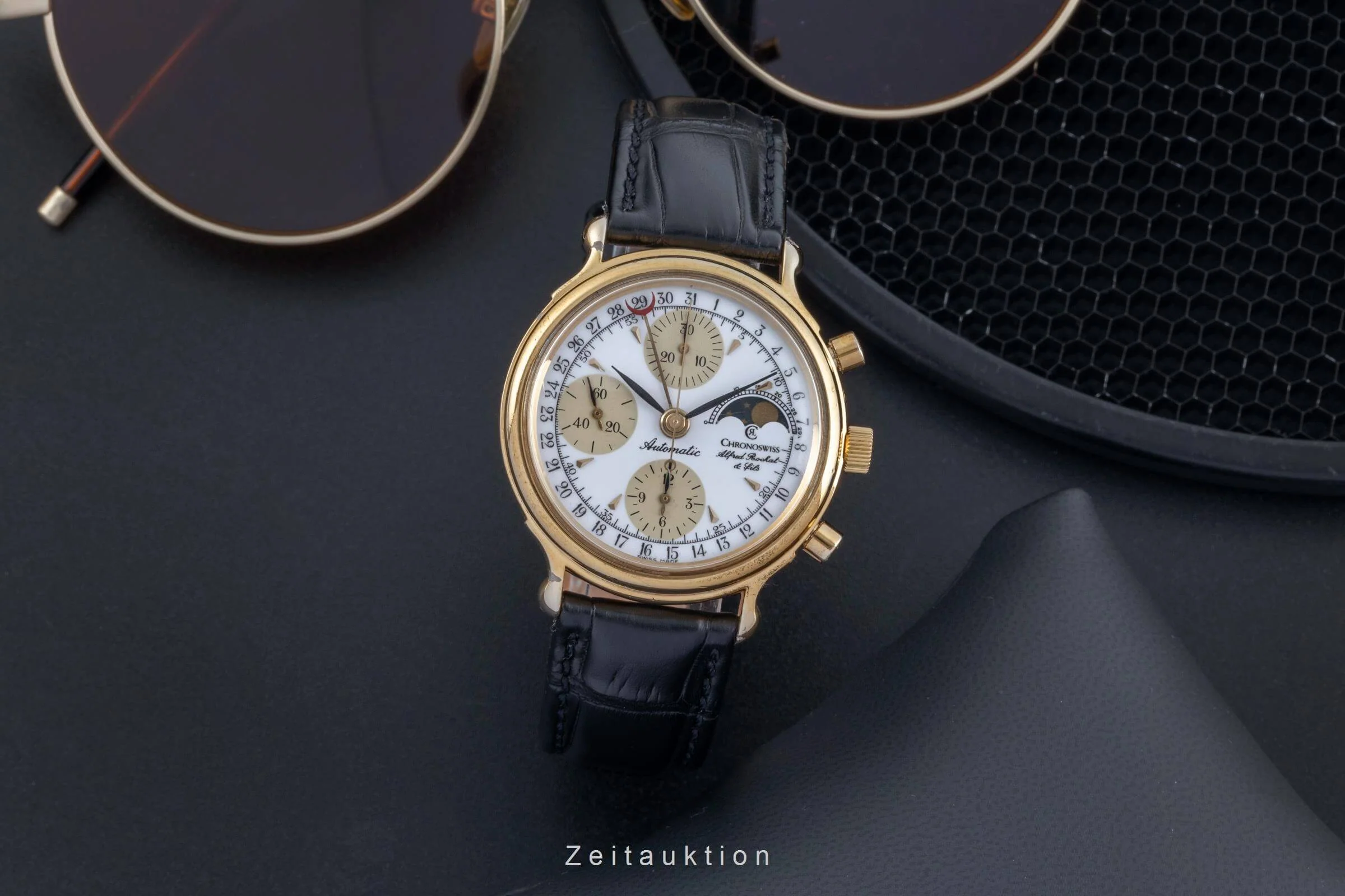 Chronoswiss A. Rochat chronograph gold-plated automatic men's watch 77590  [2500290] - Image 4