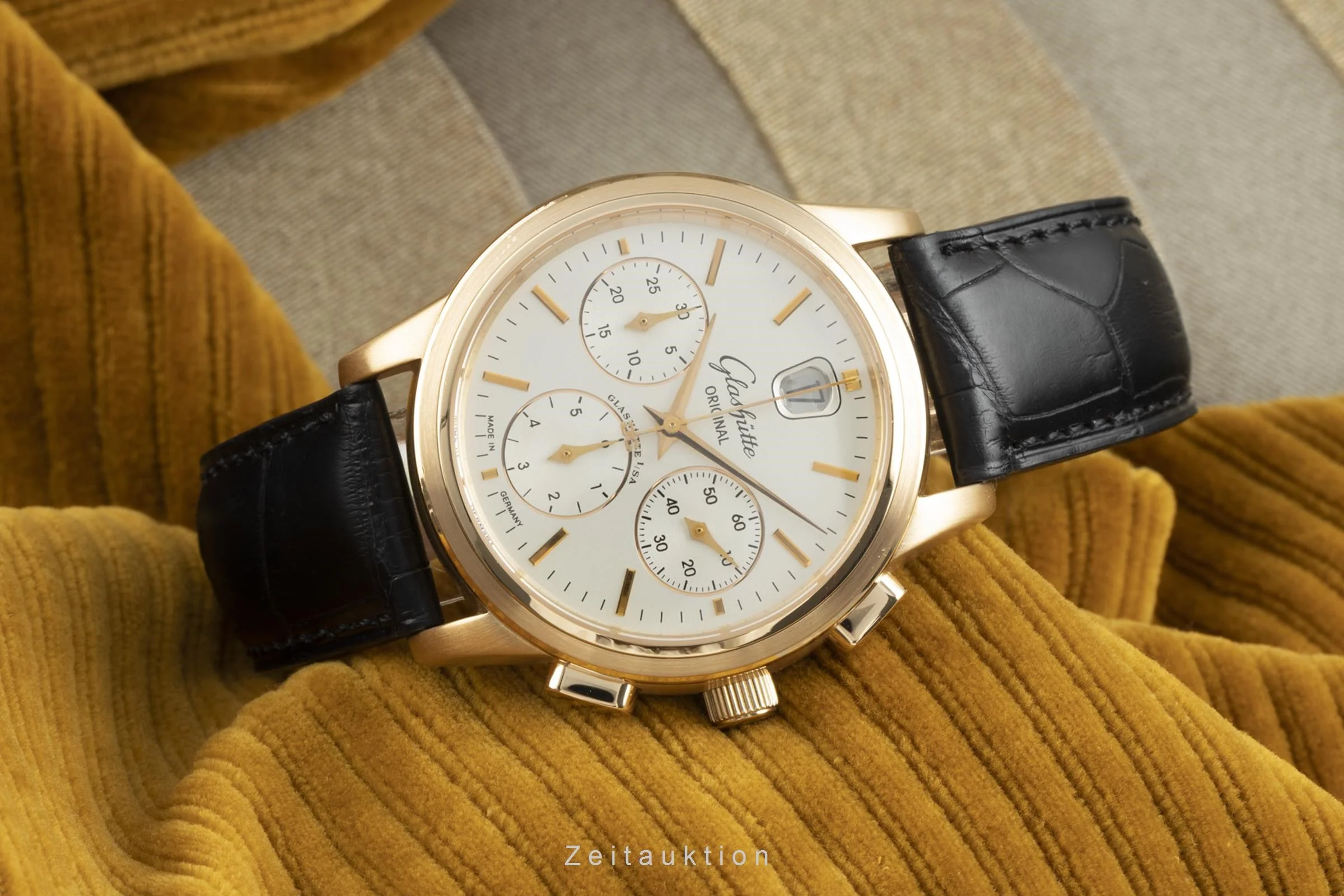 Glashütte Senator chronograph 18 ct gold automatic men's watch 39-32-12-12-04 LP: 26700EUR  [2108839] - Image 2