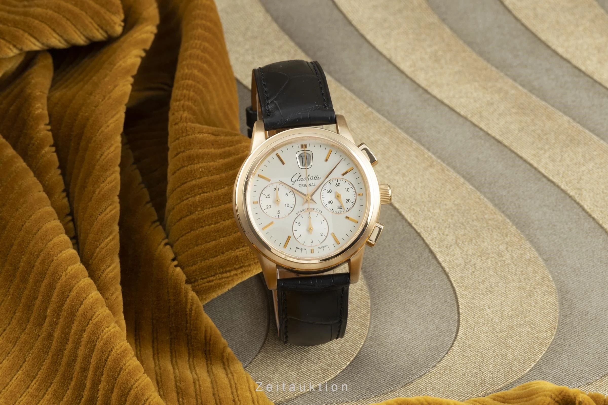 Glashütte Senator chronograph 18 ct gold automatic men's watch 39-32-12-12-04 LP: 26700EUR  [2108839] - Image 3
