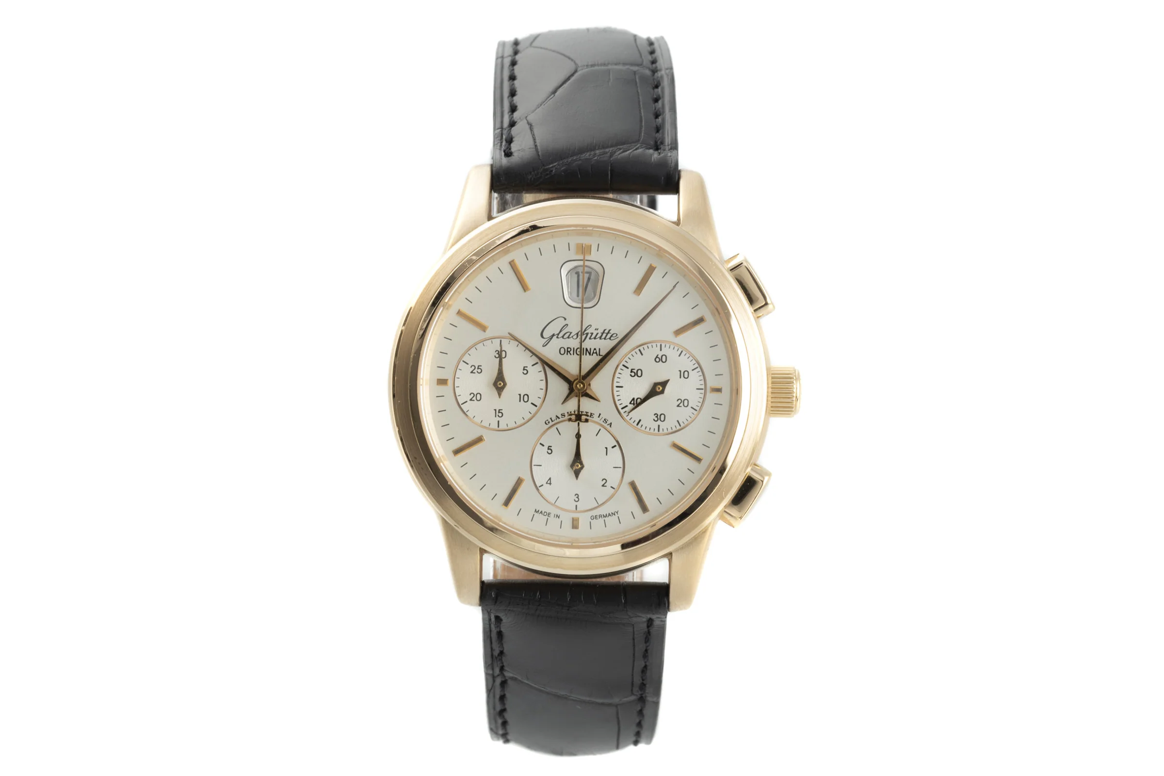 Glashütte Senator chronograph 18 ct gold automatic men's watch 39-32-12-12-04 LP: 26700EUR  [2108839] - Image 4