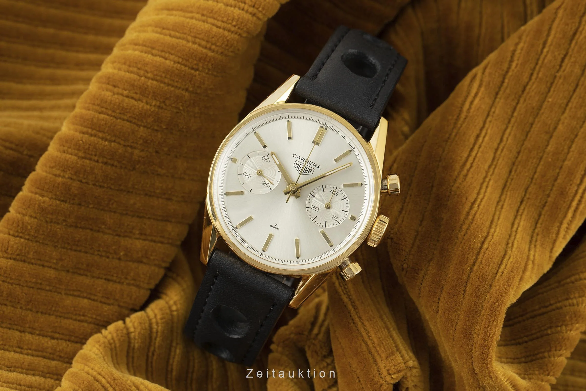 Heuer Carrera chronograph gold-plated manual winding men's watch C.7666-5 Vintage  [2107022] - Image 3
