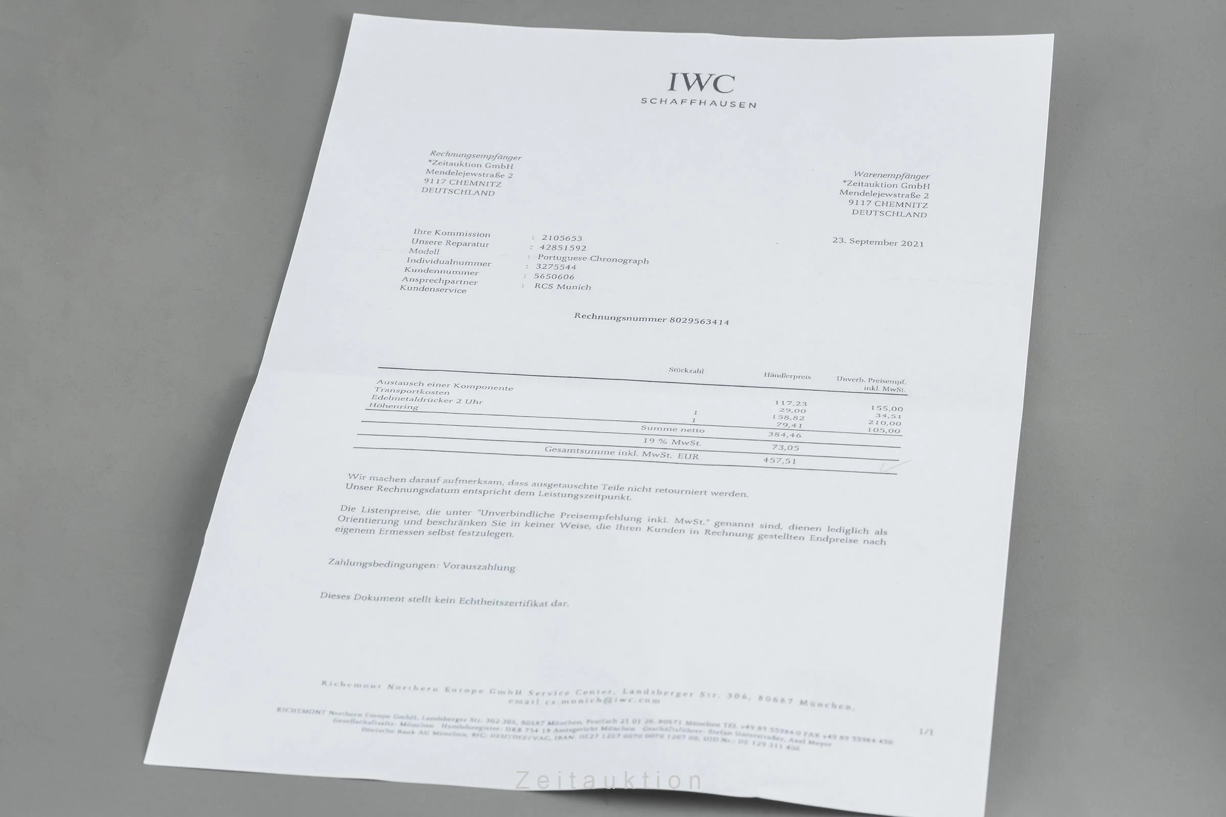 IWC Portugieser chronograph 18 ct gold automatic men's watch 3714 LP: 17900EUR  [2105653] - Image 11