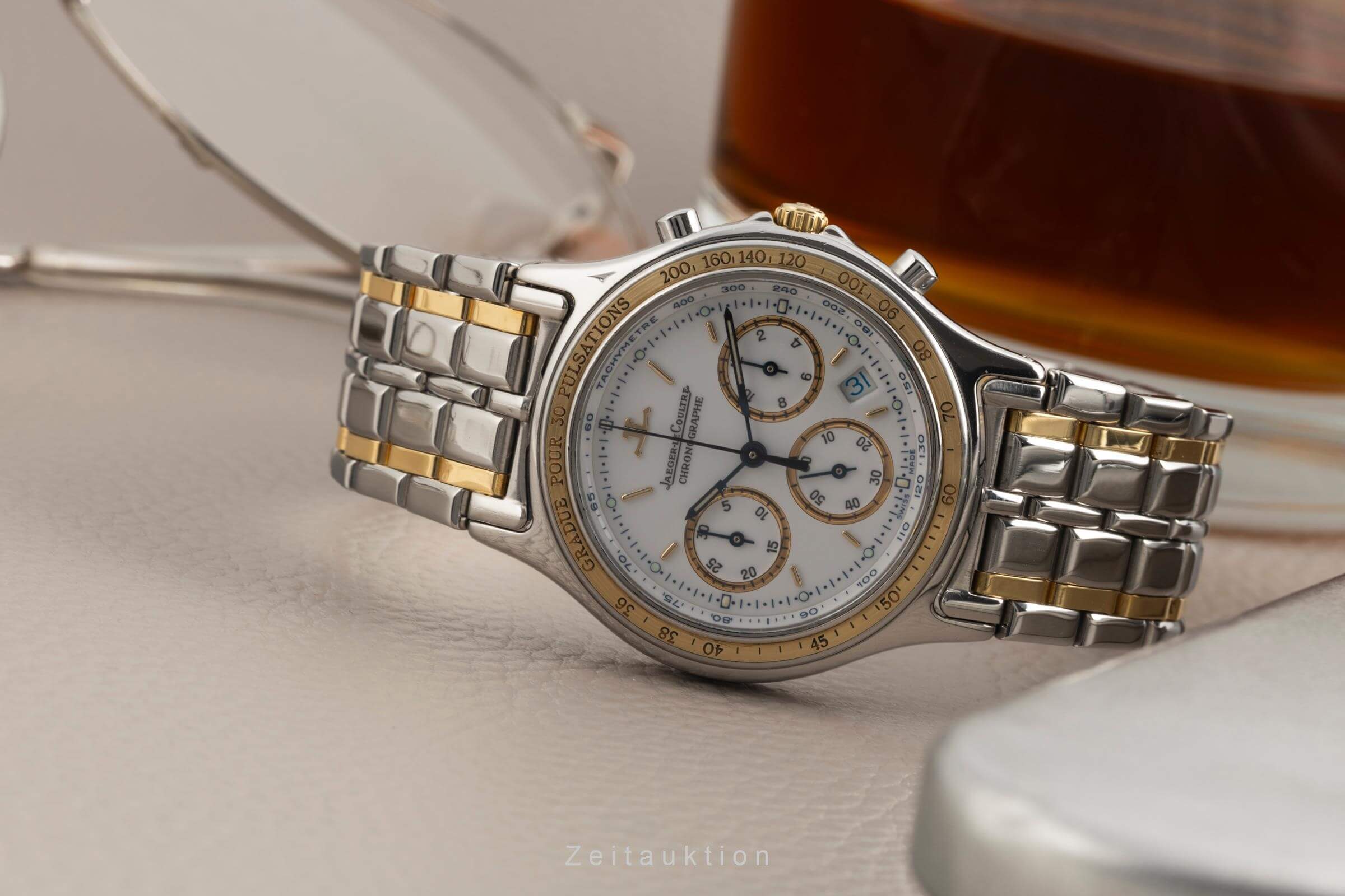 Jaeger LeCoultre Heraion chronograph steel / gold quartz men's watch 115.5.31  [2501290] - Image 3
