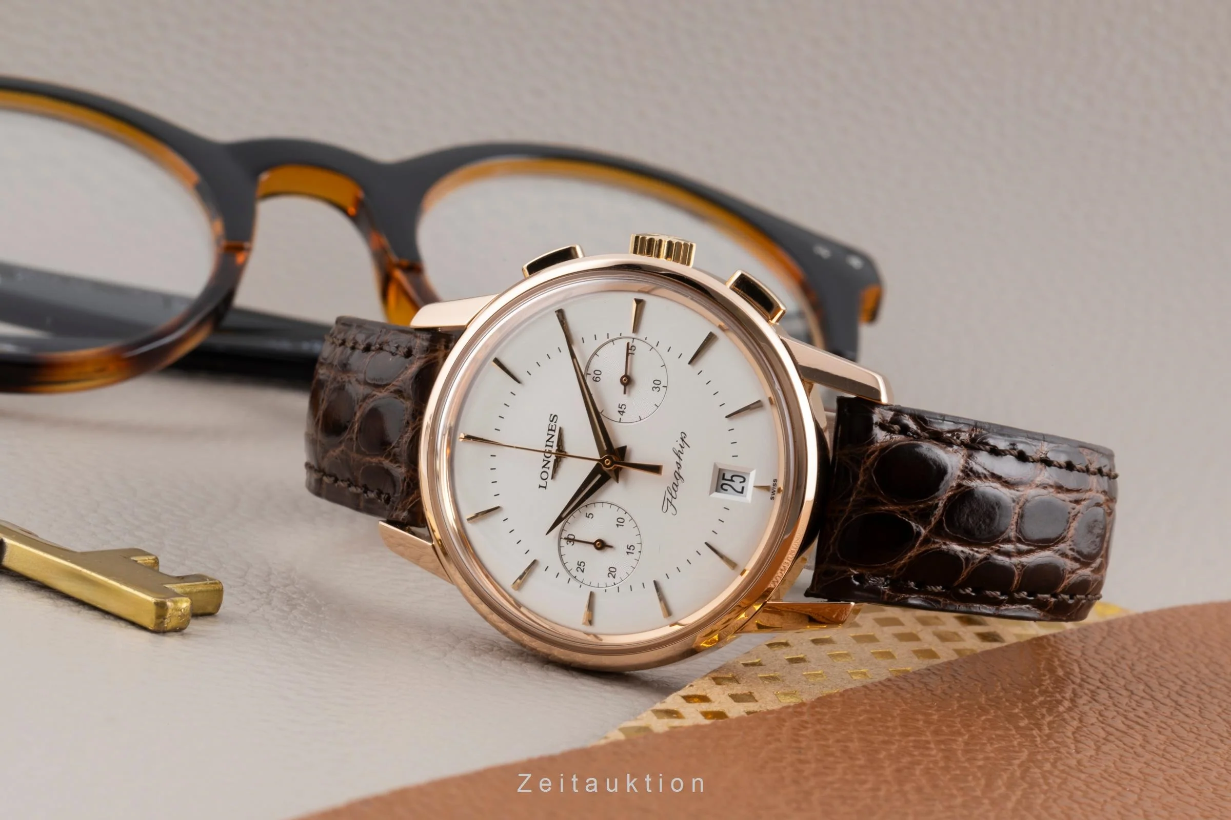 Longines Flagship 18 ct red gold automatic men's watch L4.756.8.72.0  [2503397] - Image 3