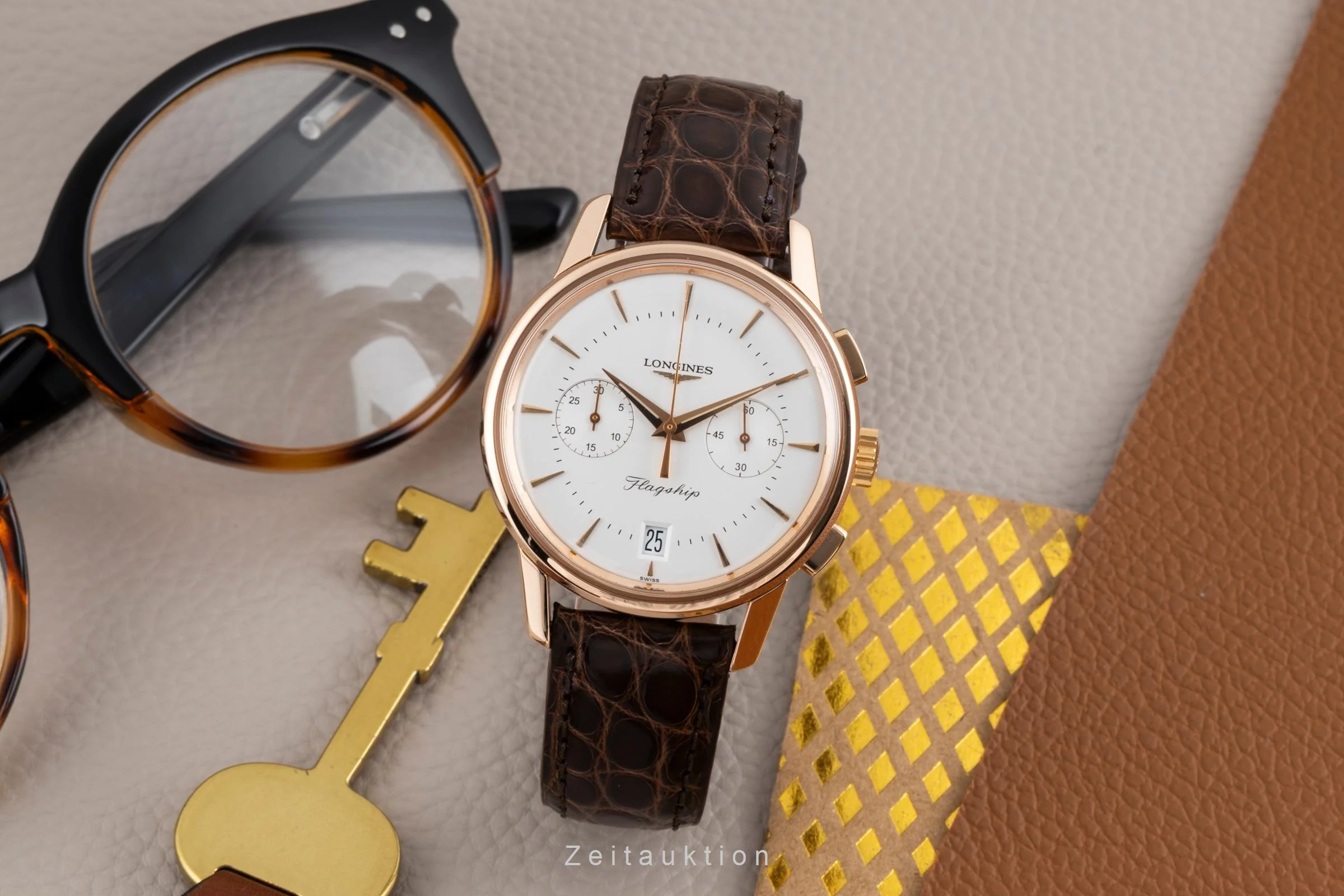 Longines Flagship 18 ct red gold automatic men's watch L4.756.8.72.0  [2503397] - Image 4