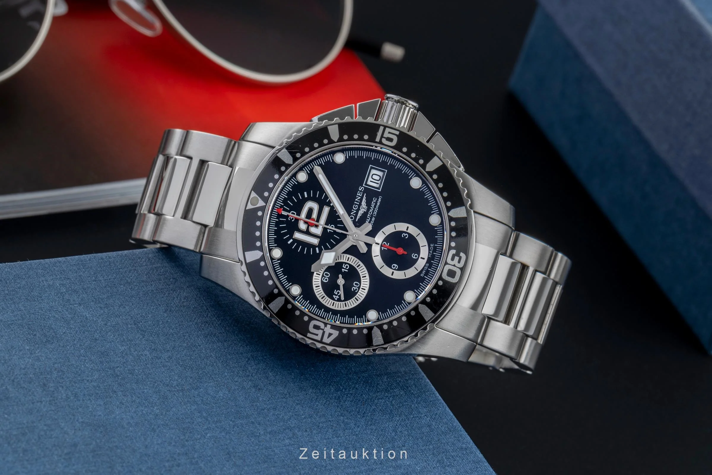 Longines Hydro Conquest chronograph steel automatic men's watch L3.644.4.56.6	  [2504333] - Image 3