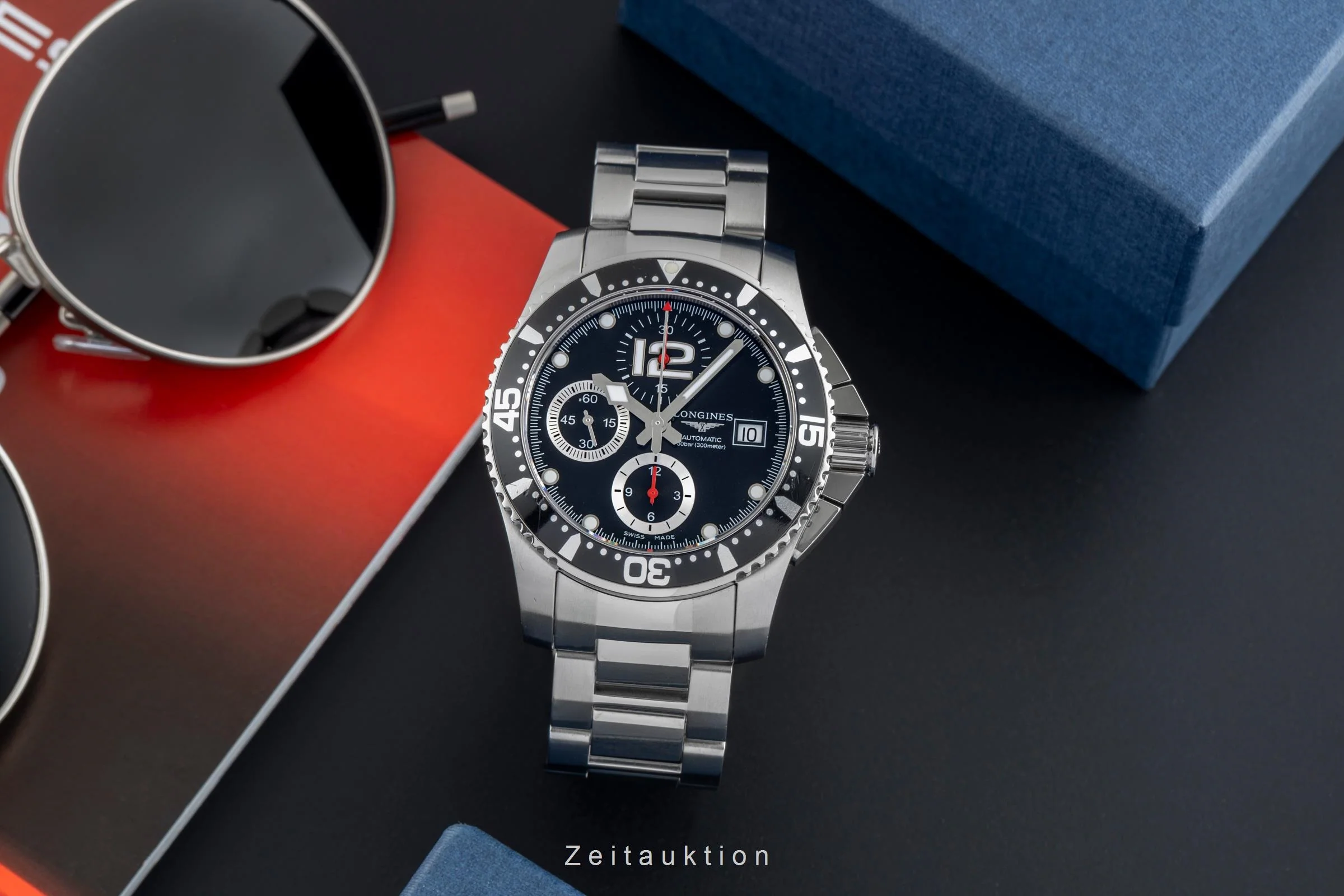 Longines Hydro Conquest chronograph steel automatic men's watch L3.644.4.56.6	  [2504333] - Image 4