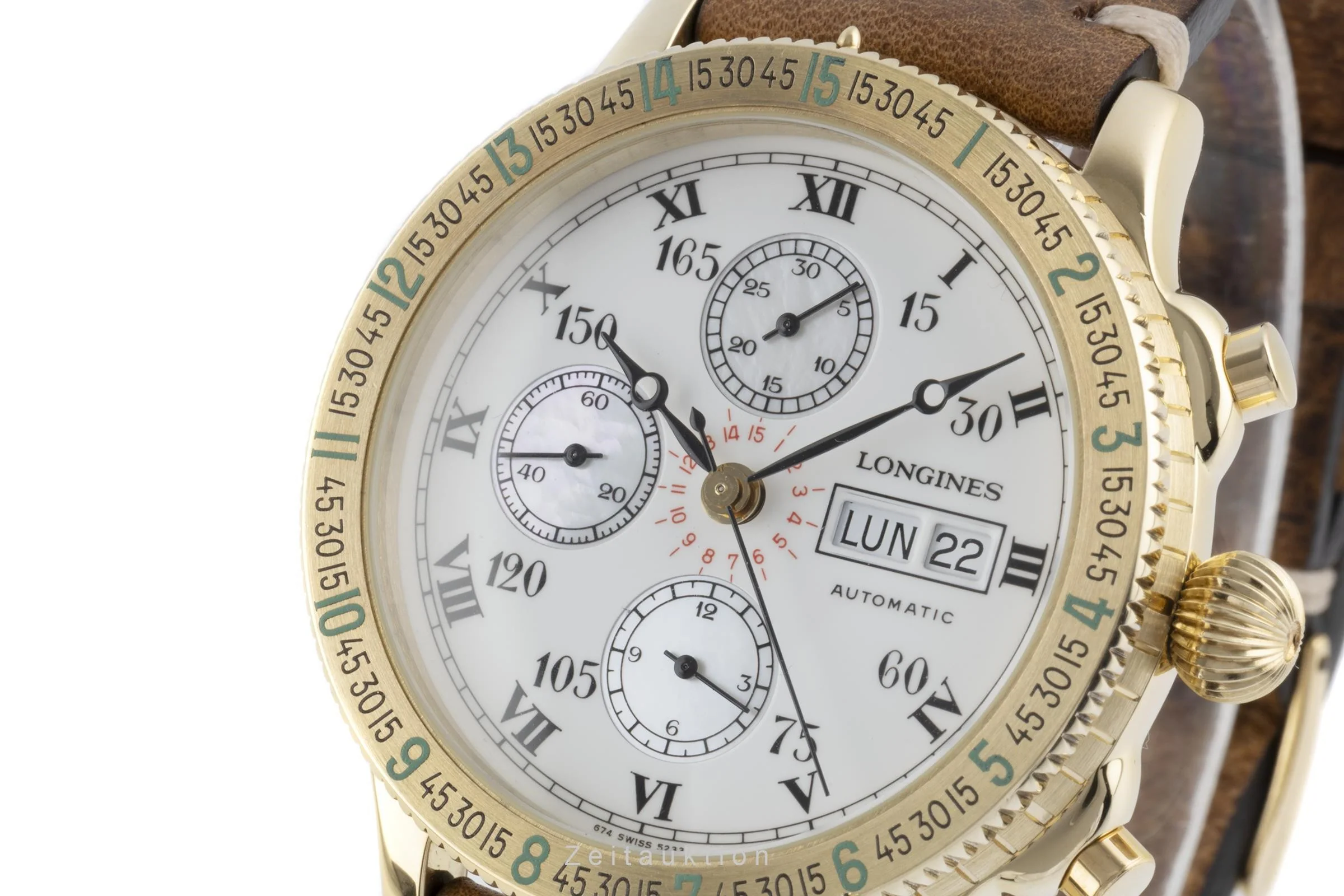 Longines Lindbergh chronograph 18 ct gold automatic men's watch L674.5233, 898 Limited  [2205885] - Image 10
