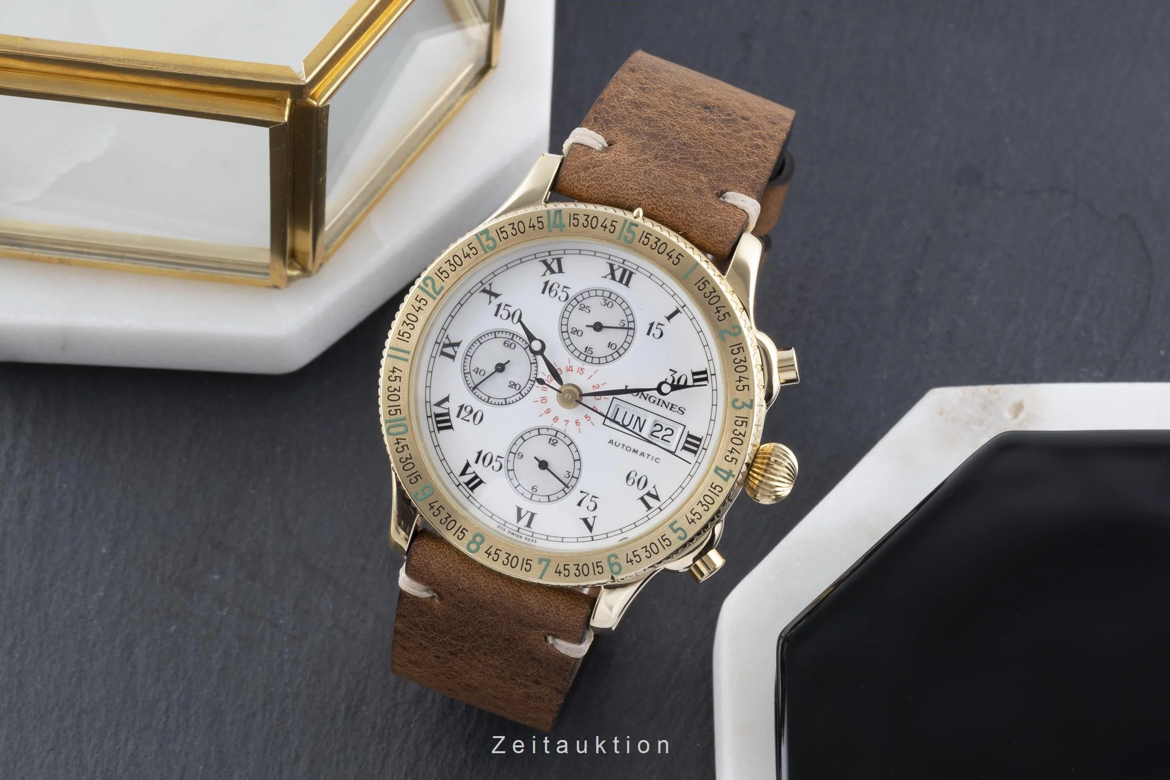 Longines Lindbergh chronograph 18 ct gold automatic men's watch L674.5233, 898 Limited  [2205885] - Image 3