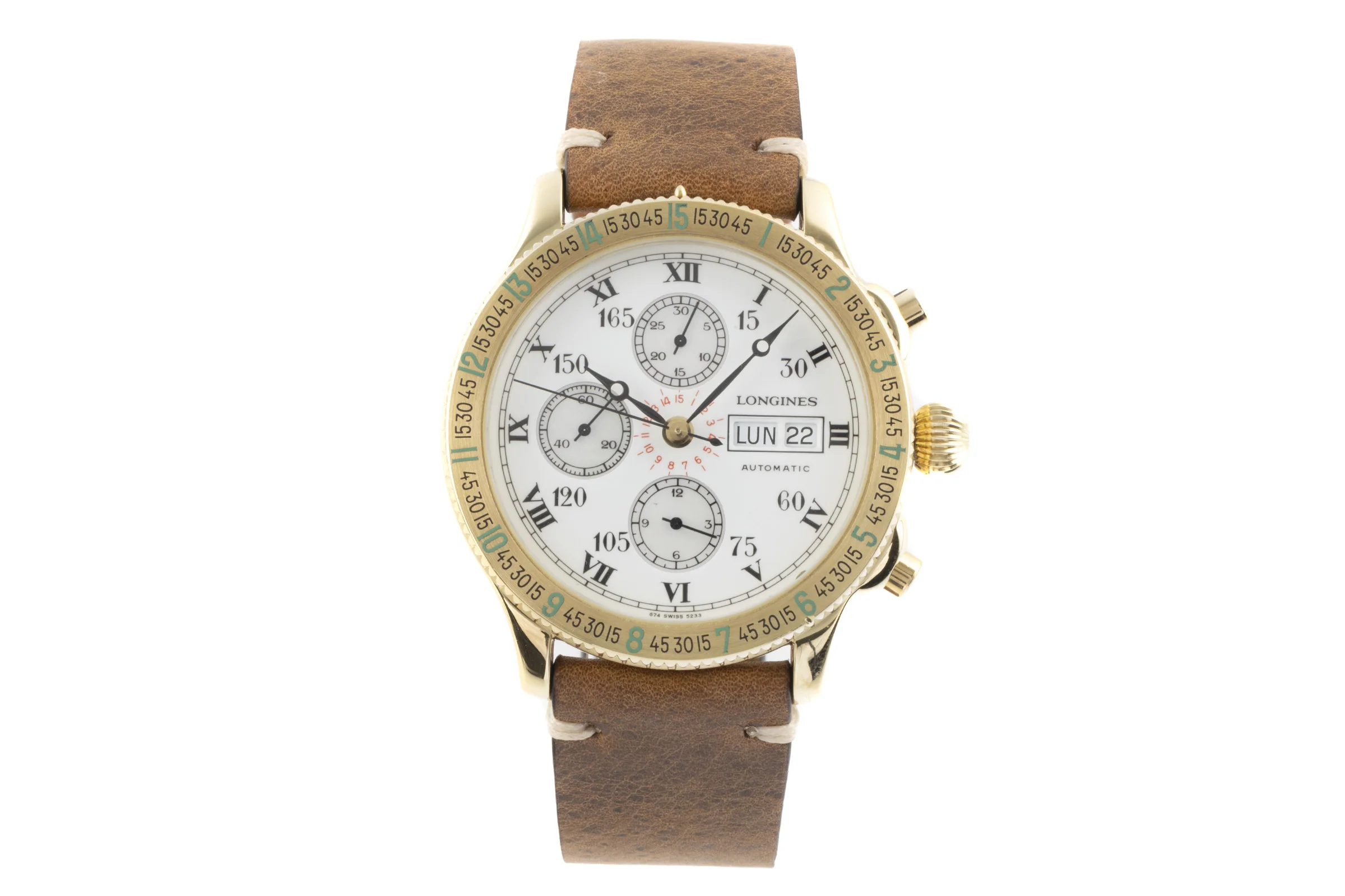 Longines Lindbergh chronograph 18 ct gold automatic men's watch L674.5233, 898 Limited  [2205885] - Image 4