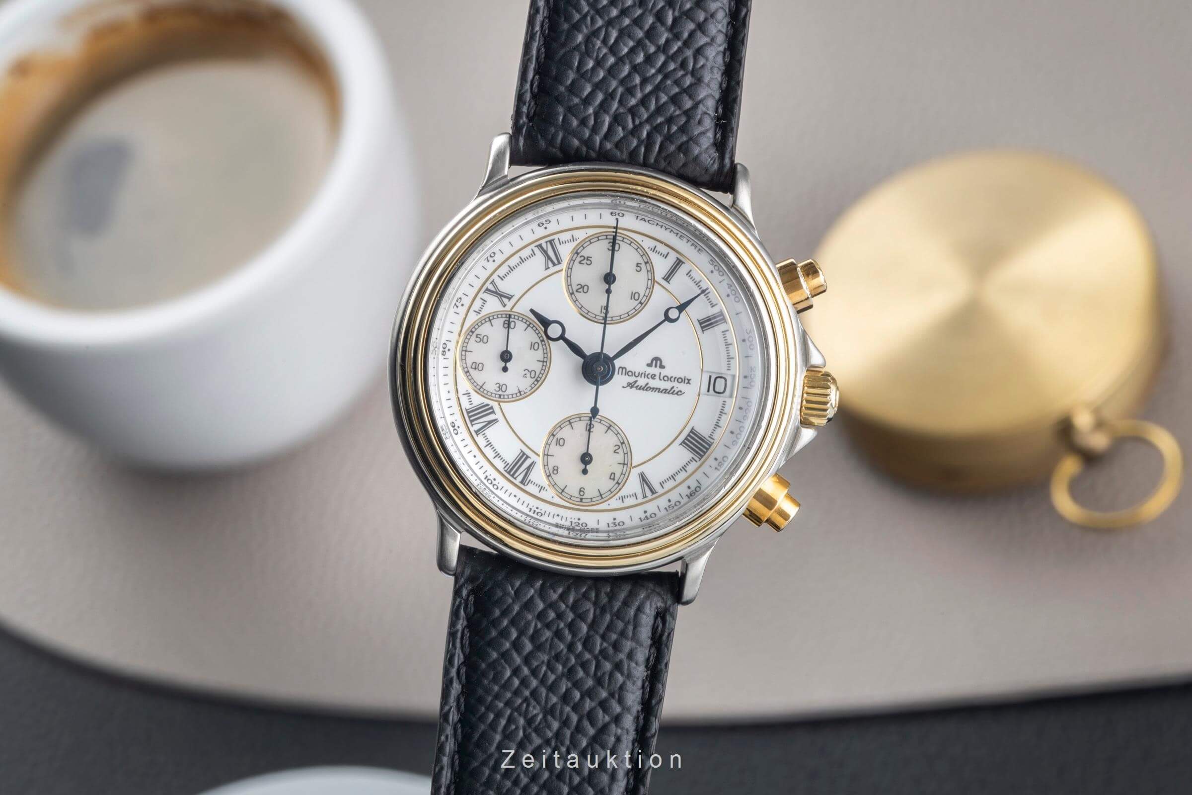 Maurice Lacroix Croneo chronograph gilt / steel automatic men's watch 03291  [2500335] - Image 2