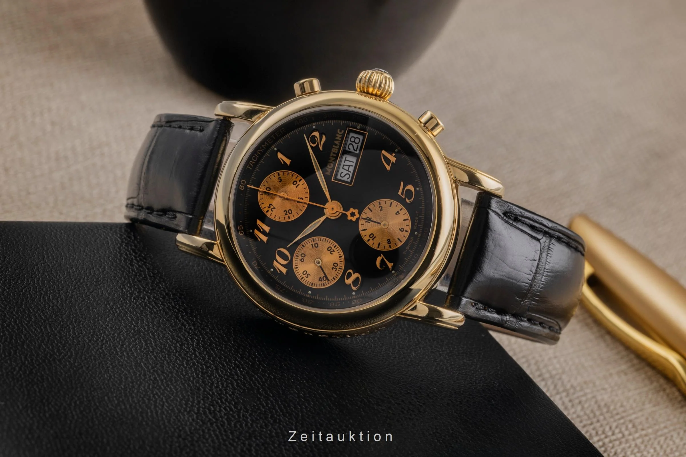 Montblanc Meisterstück chronograph 18 ct gold automatic men's watch 7000  [2503902] - Image 3