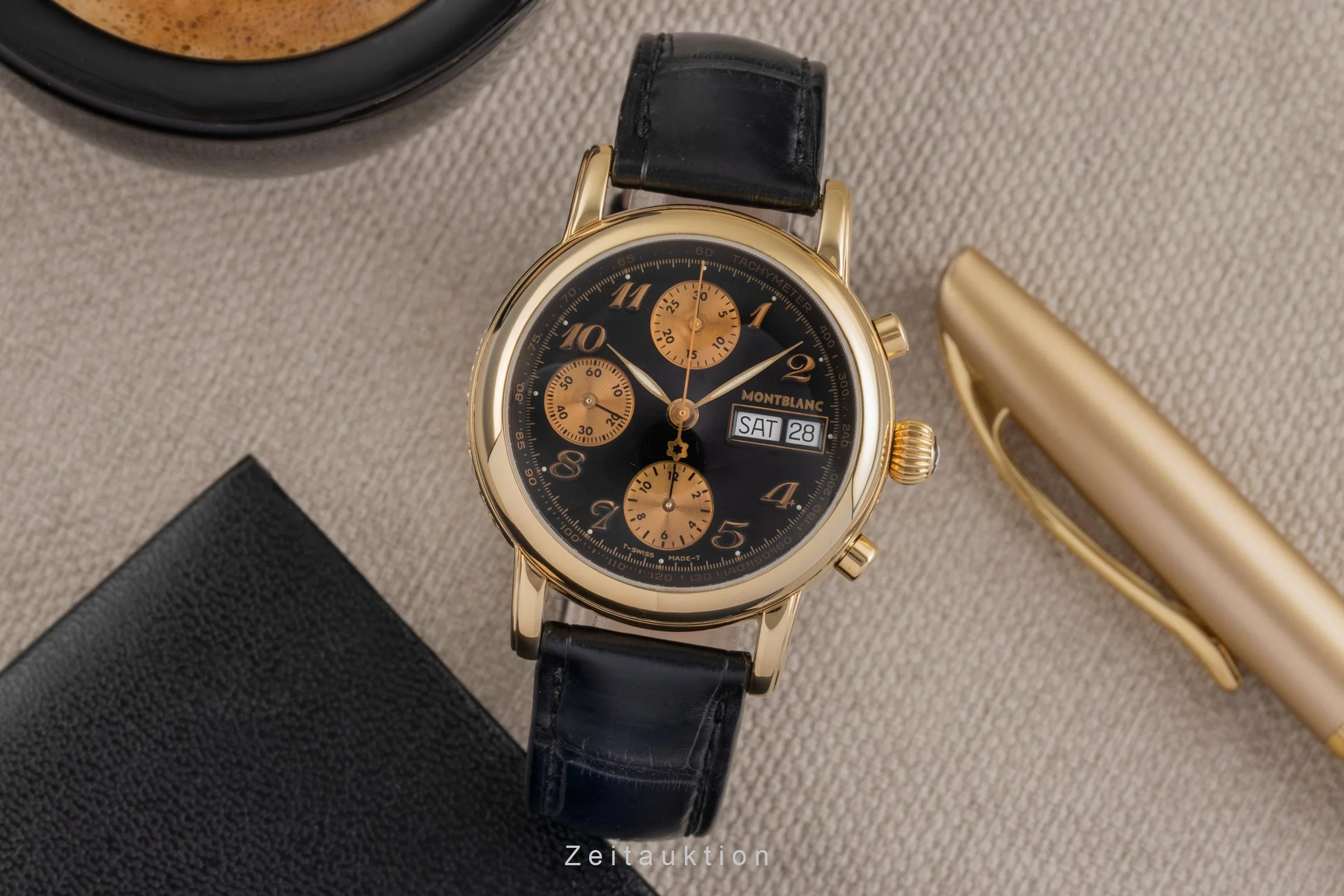 Montblanc Meisterstück chronograph 18 ct gold automatic men's watch 7000  [2503902] - Image 4