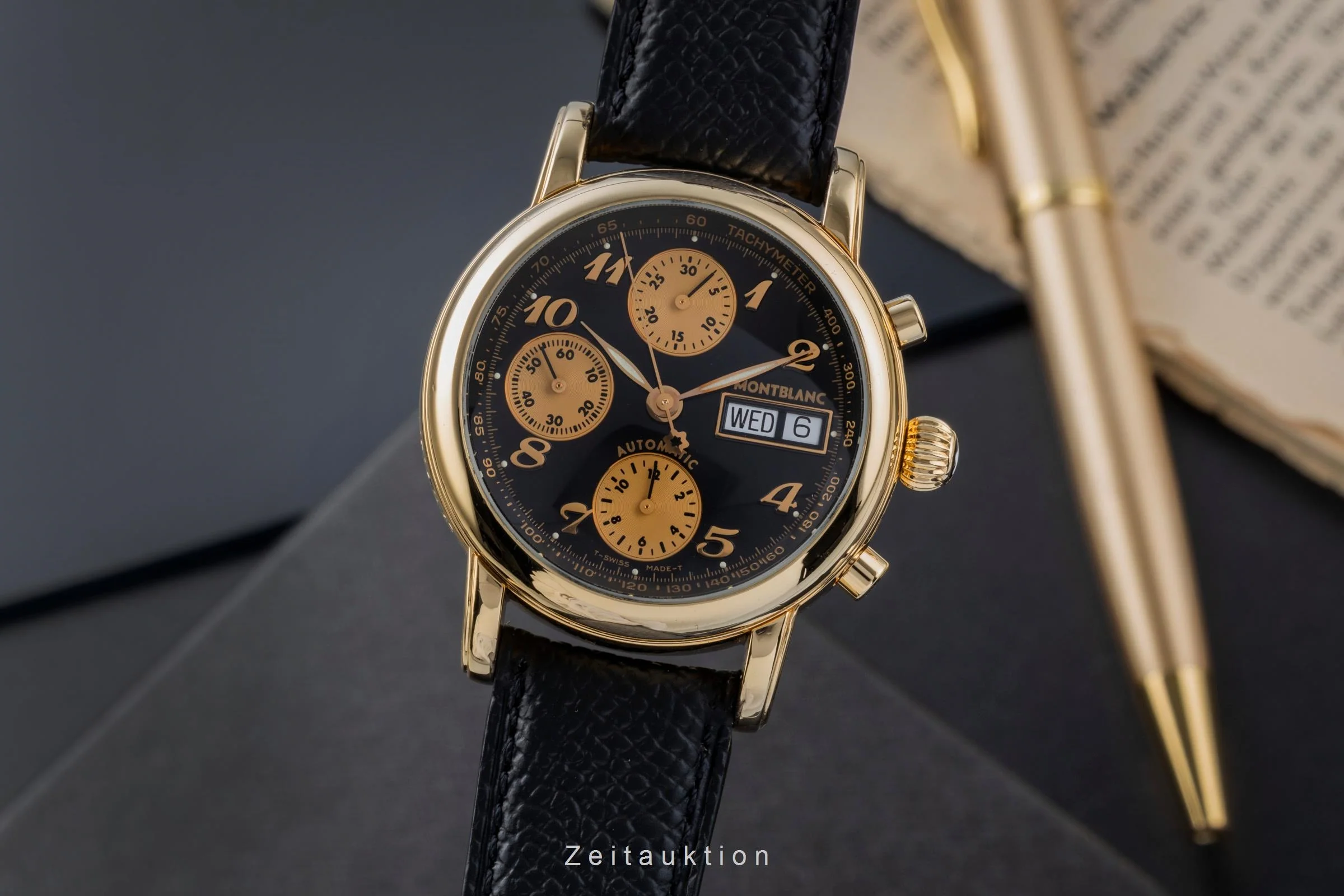 Montblanc Meisterstück chronograph 18 ct gold automatic men's watch 7000  [2506086] - Image 2
