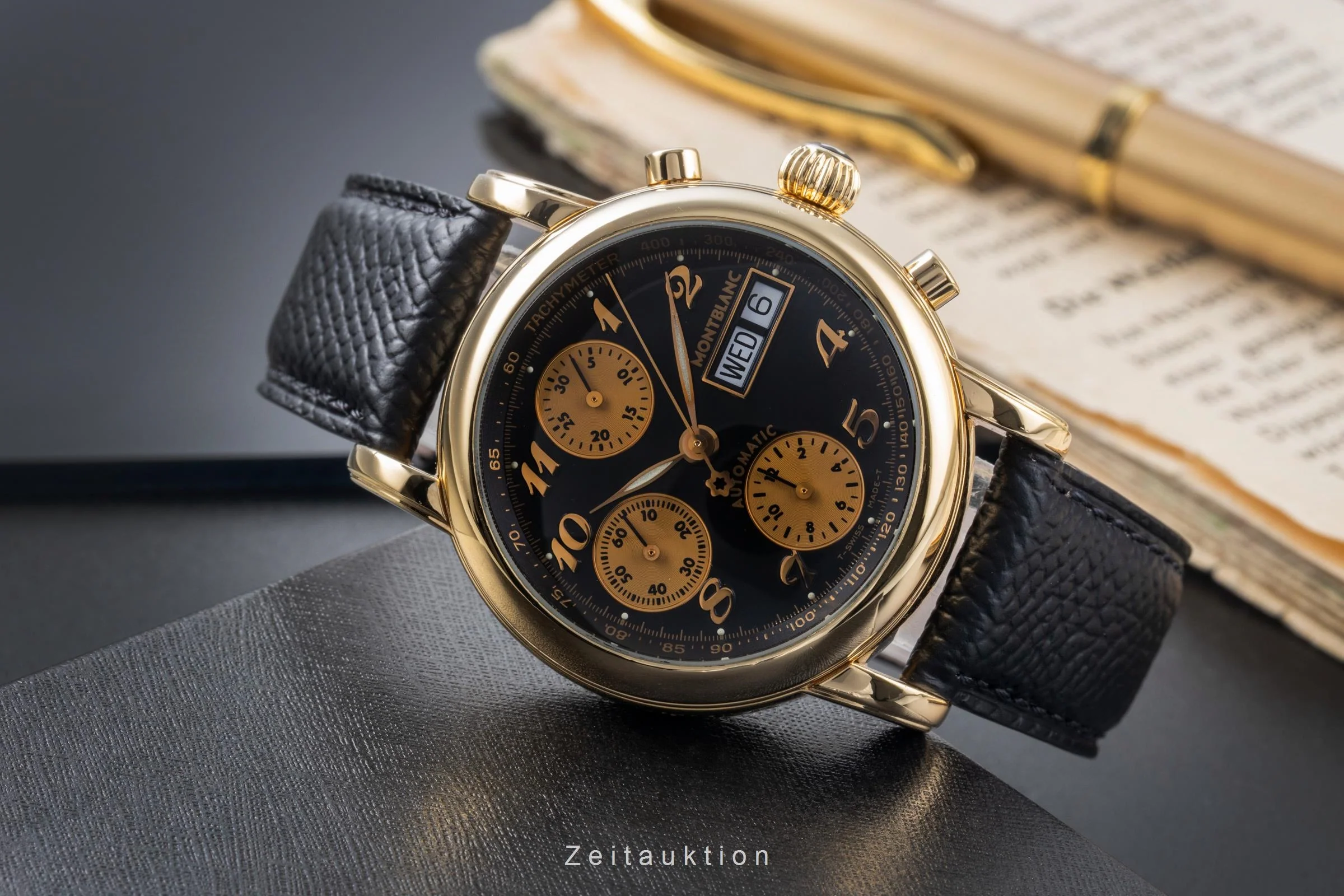 Montblanc Meisterstück chronograph 18 ct gold automatic men's watch 7000  [2506086] - Image 3