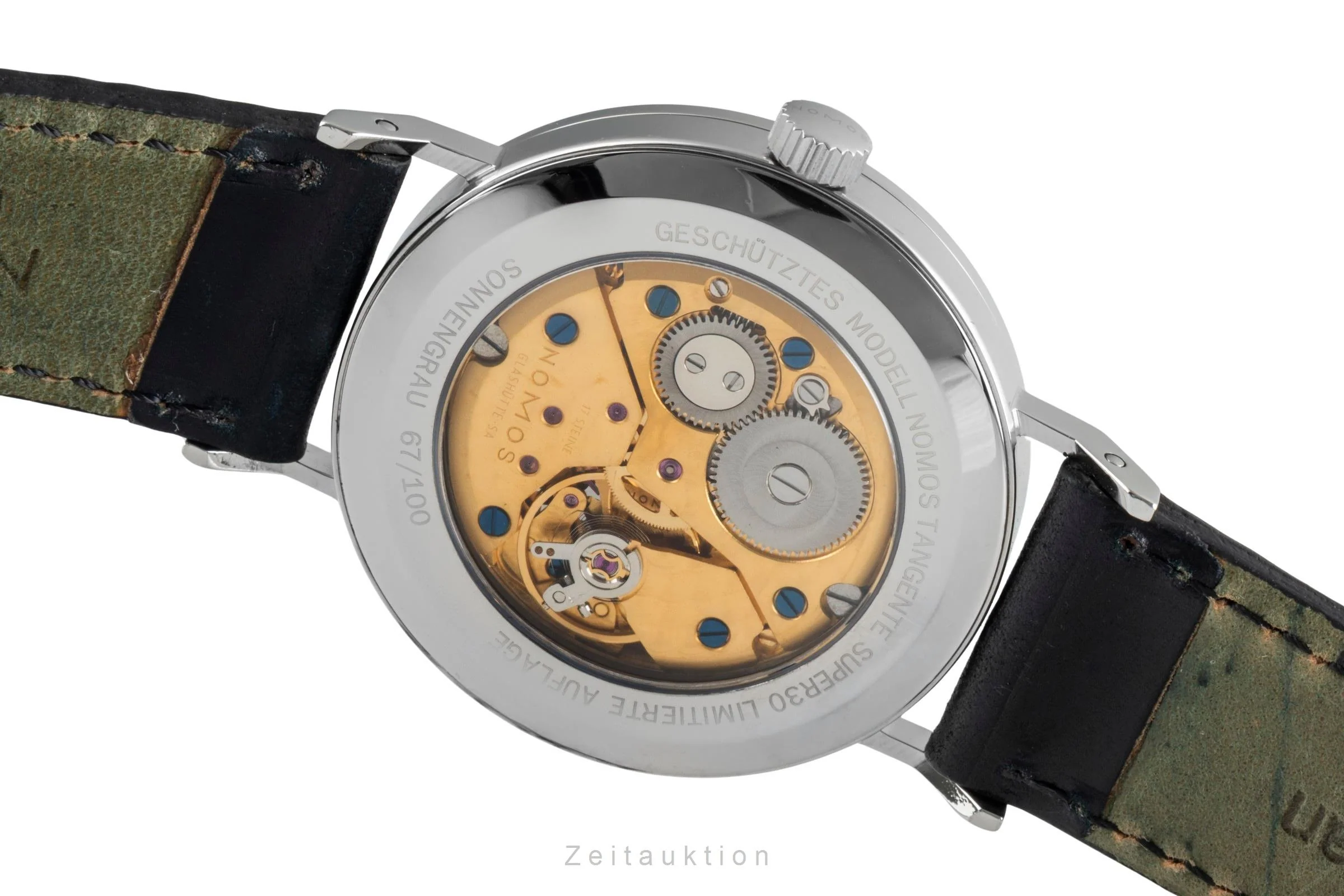 Nomos Tangente steel manual winding men's watch Super 30 "Sonnengrau"  [2504426] - Image 12