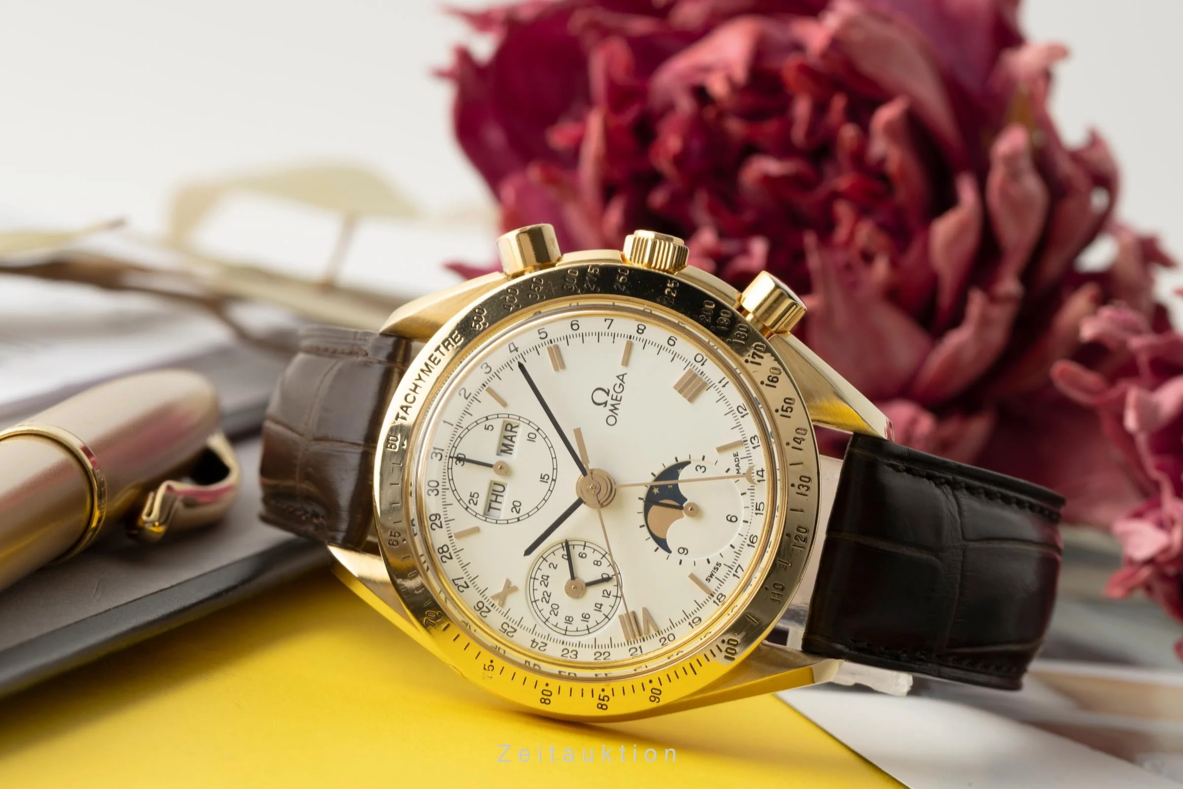 Omega Speedmaster chronograph 18 ct gold automatic men's watch 3131.20, BA 175.0034 LP: 21300EUR  [2400627] - Image 2