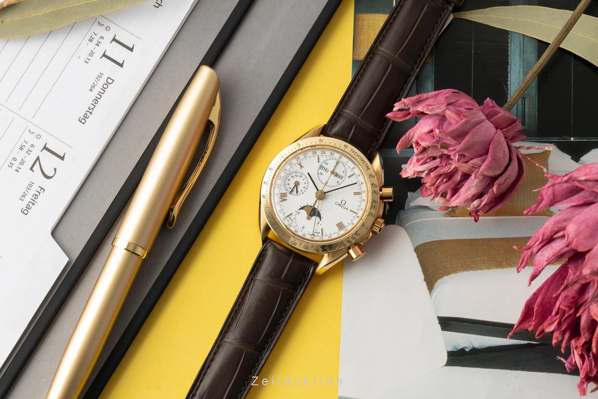 Omega Speedmaster chronograph 18 ct gold automatic men's watch 3131.20, BA 175.0034 LP: 21300EUR  [2400627] - Image 3
