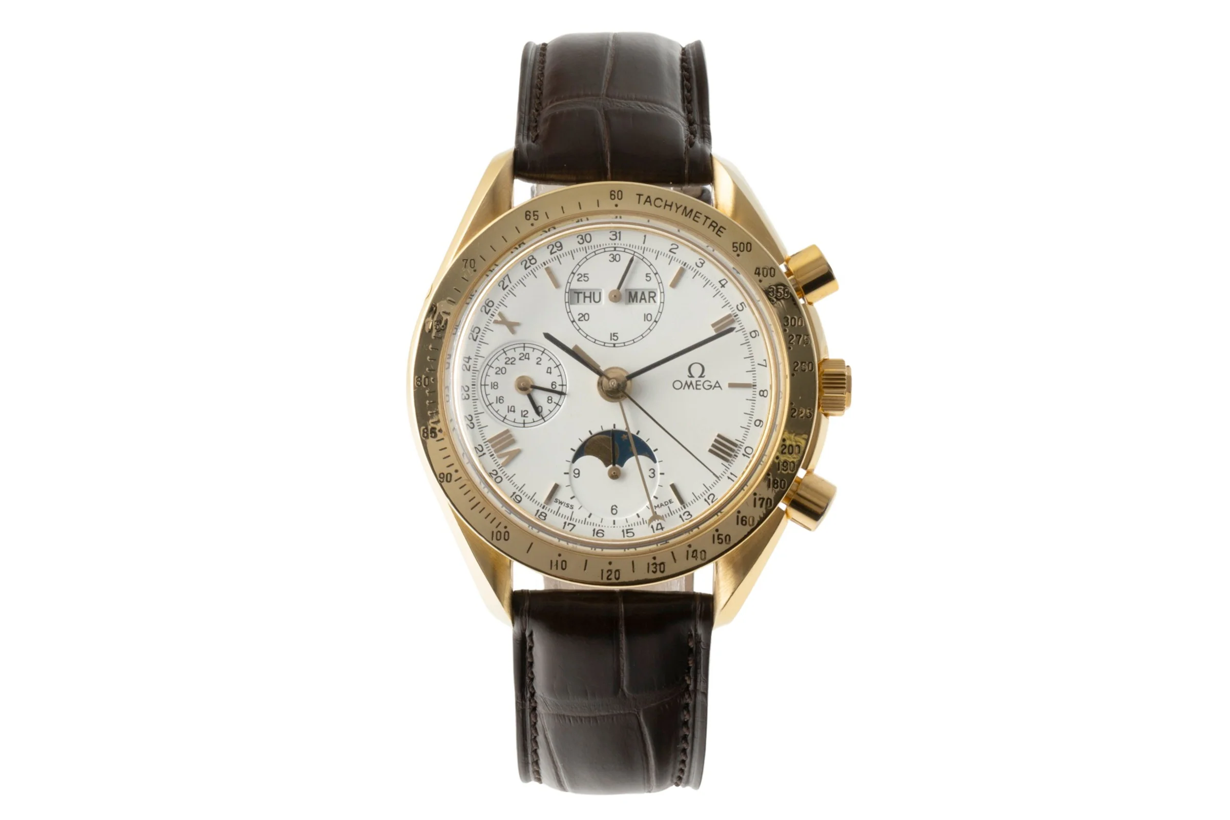 Omega Speedmaster chronograph 18 ct gold automatic men's watch 3131.20, BA 175.0034 LP: 21300EUR  [2400627] - Image 4