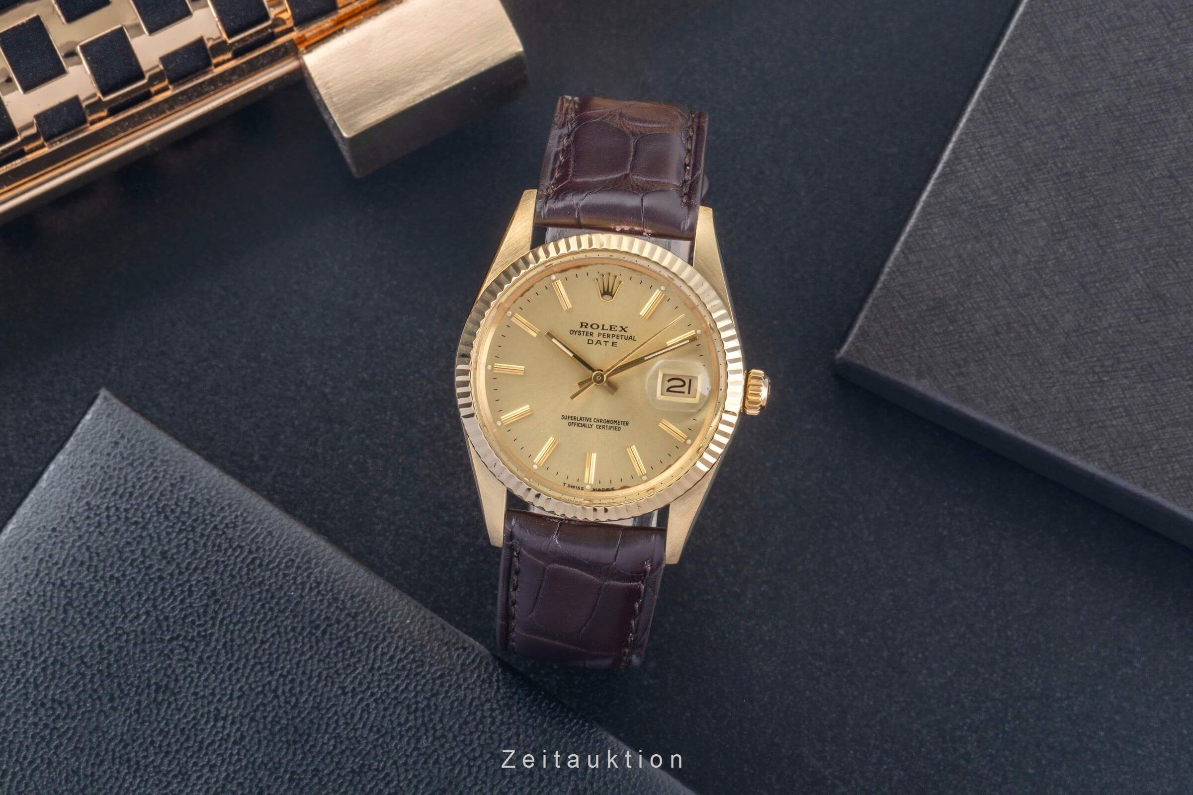 Rolex Date 14 ct yellow gold automatic men's watch 15037 Vintage  [2500495] - Image 4