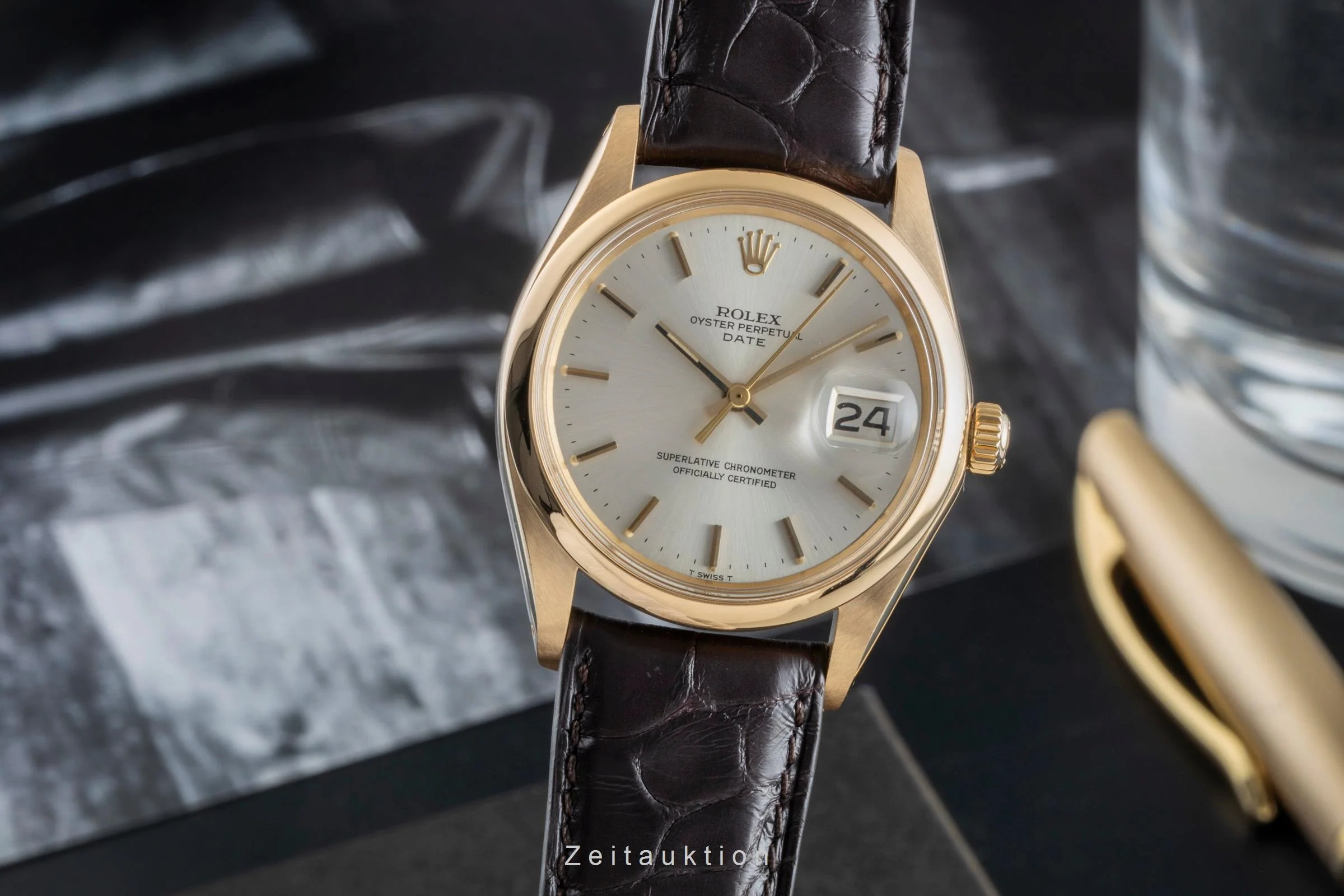 Rolex Date 18 ct gold automatic men's watch 1500 Vintage  [2505934] - Image 2