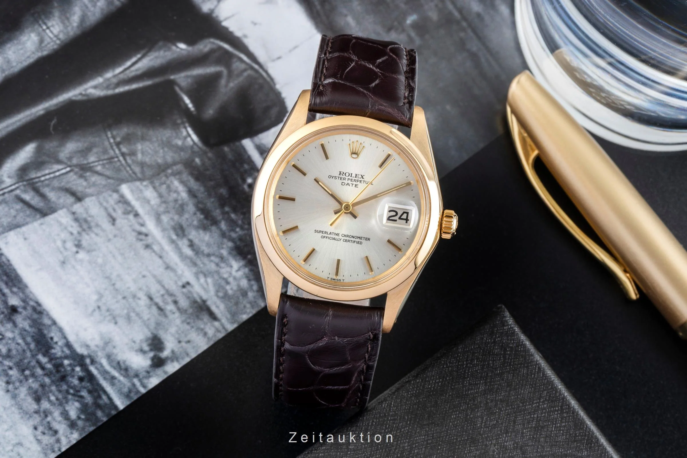 Rolex Date 18 ct gold automatic men's watch 1500 Vintage  [2505934] - Image 4