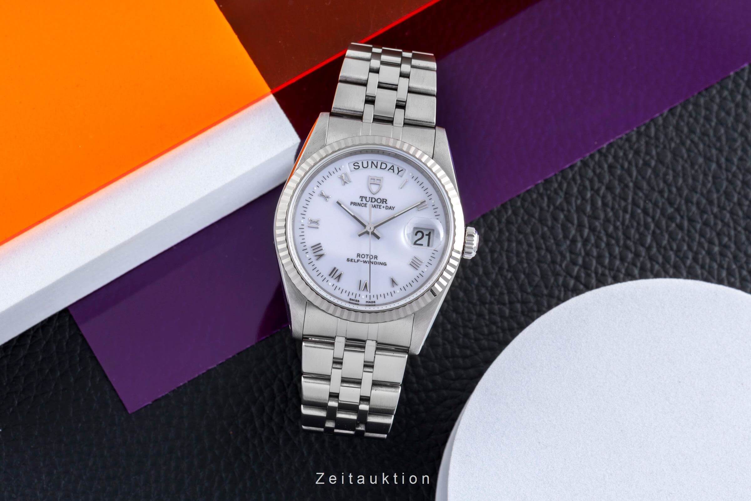 Tudor Date-Day steel / white gold automatic men's watch 76214  [2502396] - Image 4