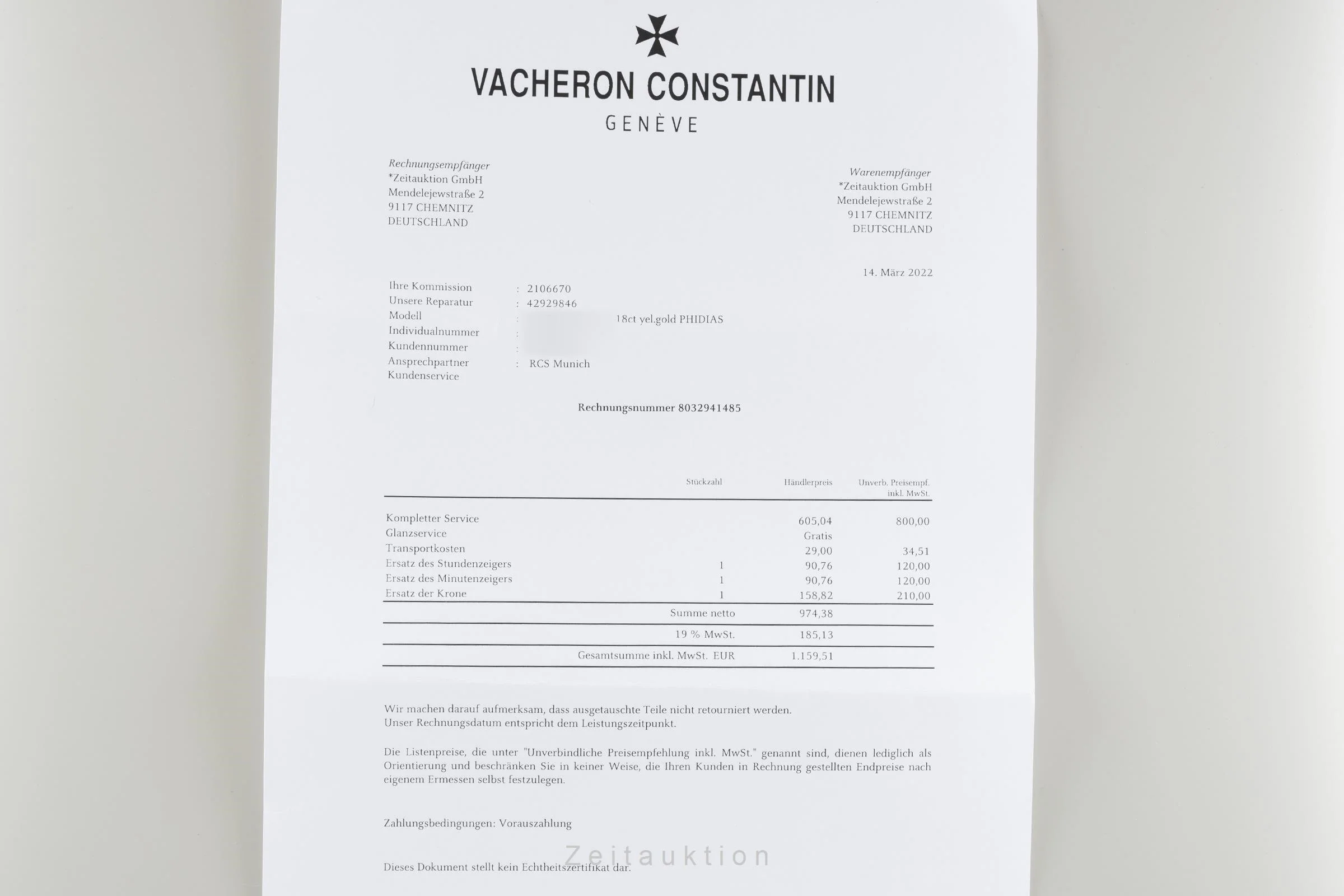 Vacheron & Constantin Phidias 18 ct gold automatic men's watch 47020/967J-7   [2106670] - Image 9