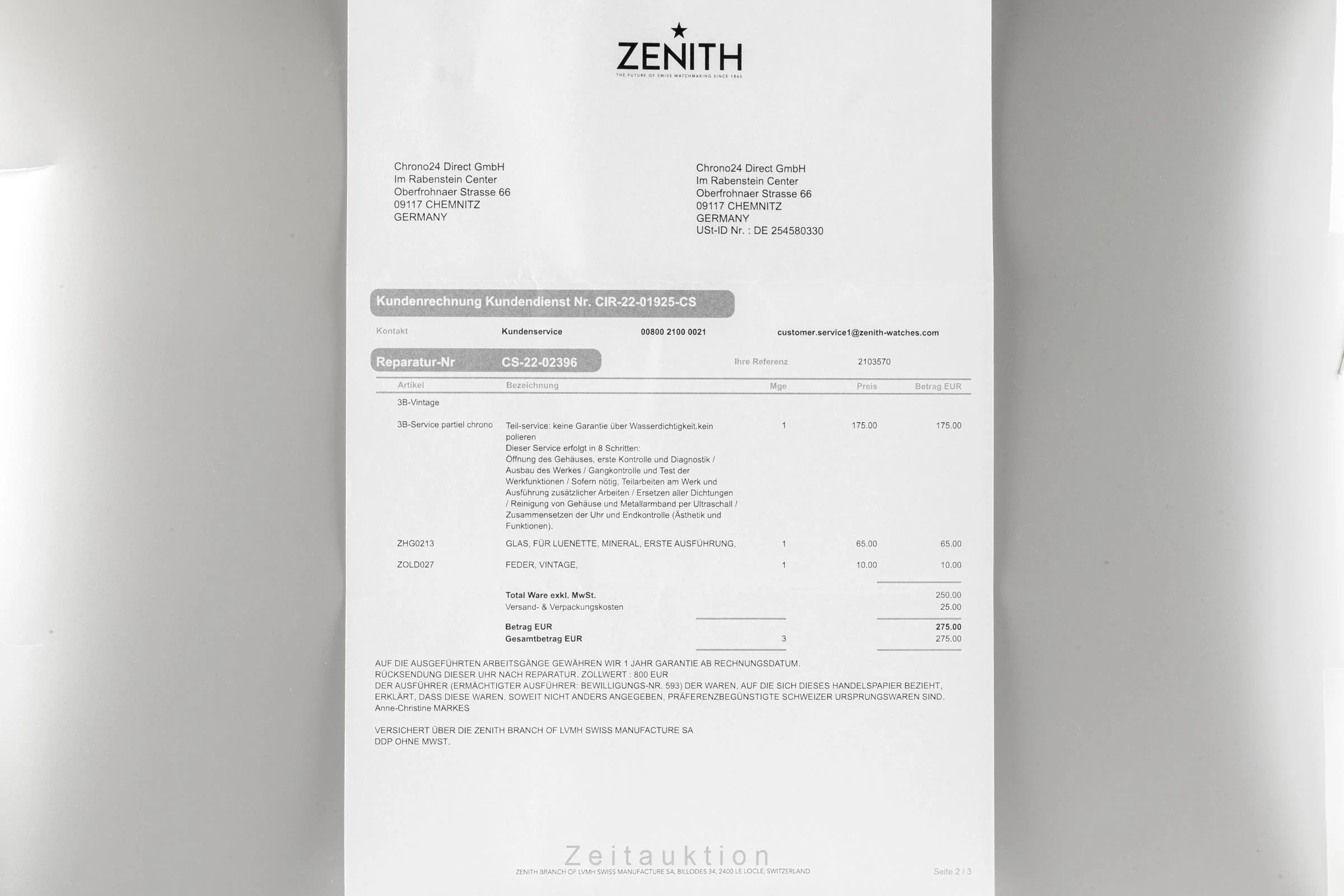 Zenith El Primero chronograph steel automatic men's watch 01-150-415 Vintage  [2103570] - Image 12